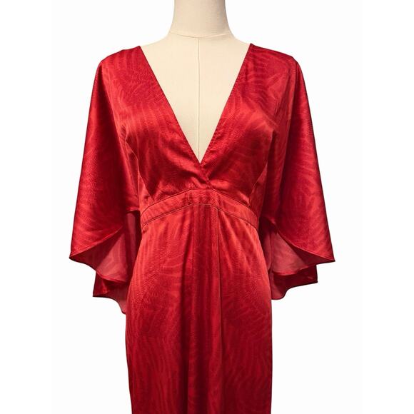 Fe Noel X Target Dress Size 16 Palm Leaf Contrast Print Flutter Sleeve Maxi NWT - Picture 3 of 10